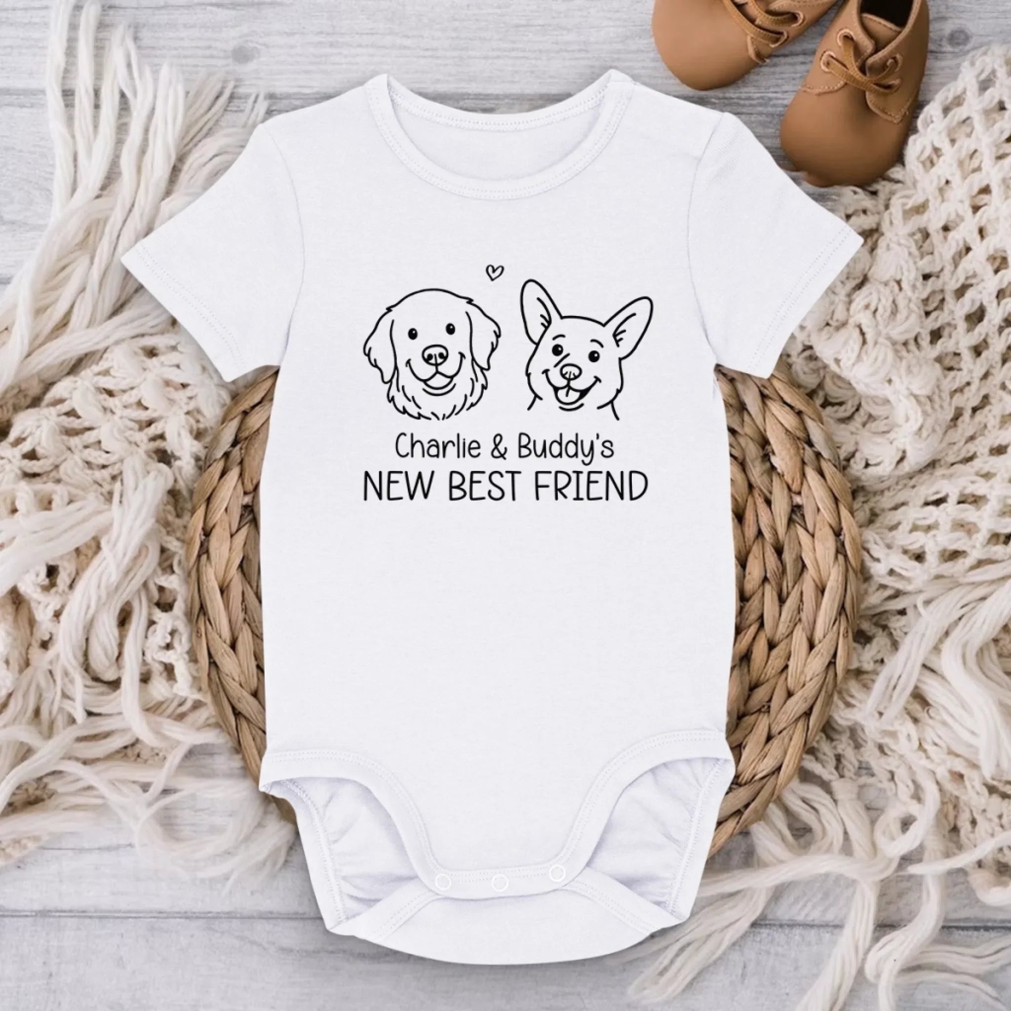 Apellio - “Newbie On The Dog Squad” Custom Baby Onesie – Personalized Baby Shower Gift for New Moms, Dads, and Pet Parents
